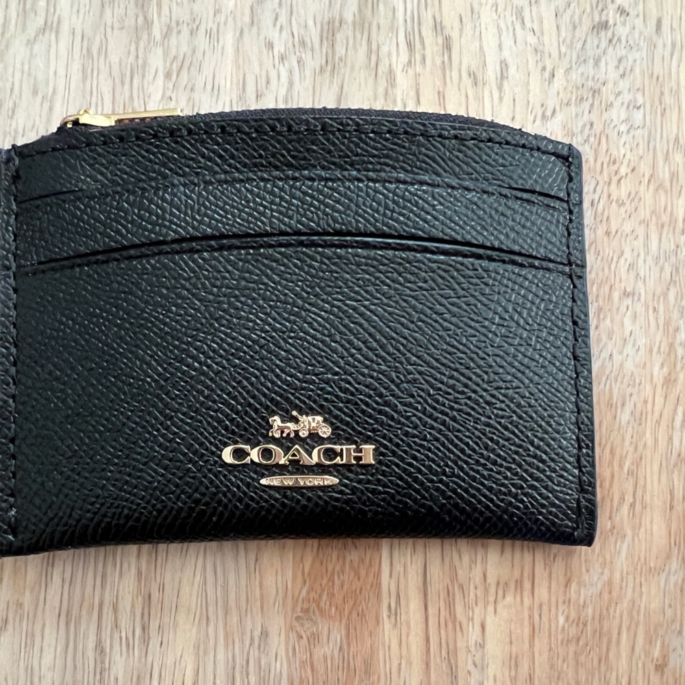 NWT Coach Card Case in Black Color with Gold Tone
